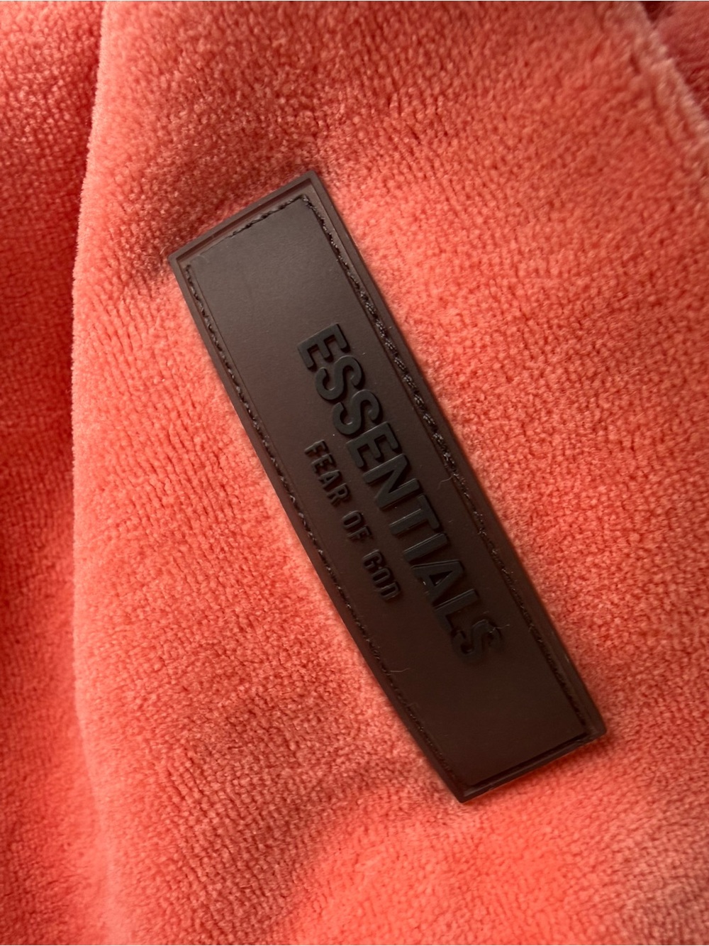 Fear of God Essentials Coral Velour Hoodie Oversized Raglan Streetwear Medium - Picture 5 of 10